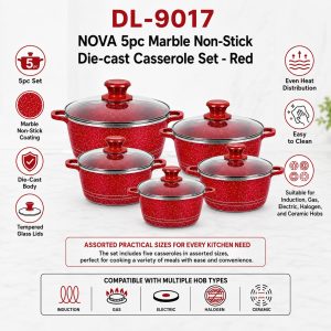 NOVA 5pc Marble Non-Stick Die-cast Casserole Set