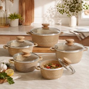 NOVA 5pc Marble Non-Stick Die-cast Casserole Set